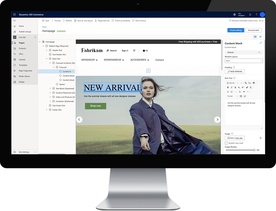 dynamics 365 commerce homepage