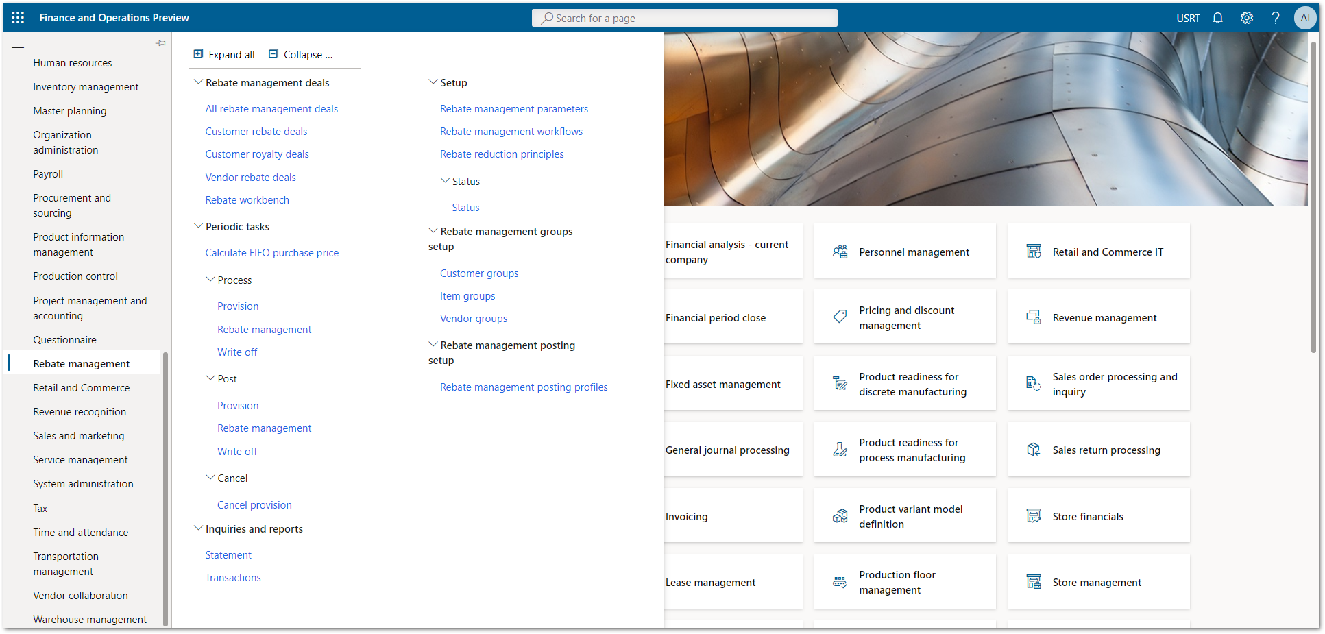 2-02 Rebate management module navigation pane