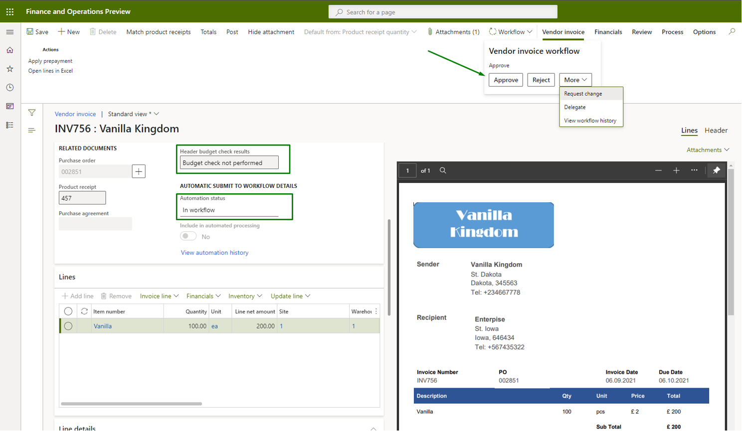Vendor invoice automation_Pic. 10 – Vendor invoice side by side view (approval)