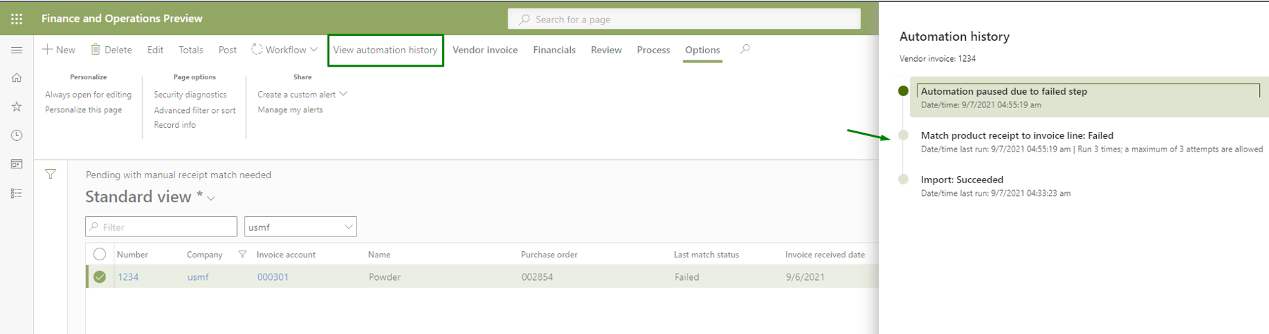Vendor invoice automation_Pic. 3 – Invoice automation history view