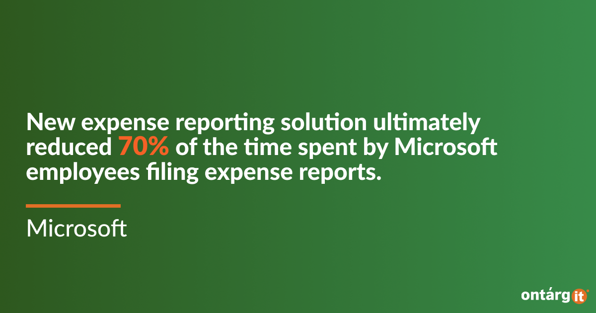 New expense reporting solution ultimately reduced 70% of the time spent by Microsoft employees filing expense reports.