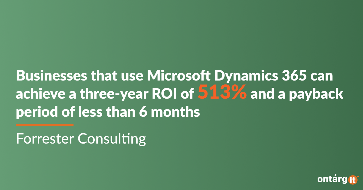 businesses that use Microsoft Dynamics 365 can achieve a three-year ROI of 513% and a payback period of less than 6 months