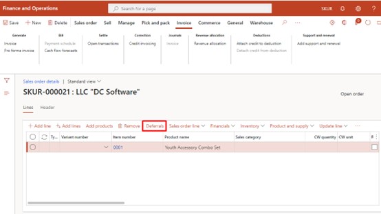 Deferrals in Sales order