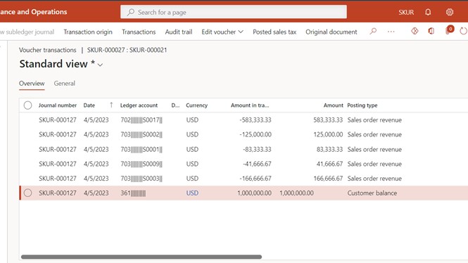 Revenue postings