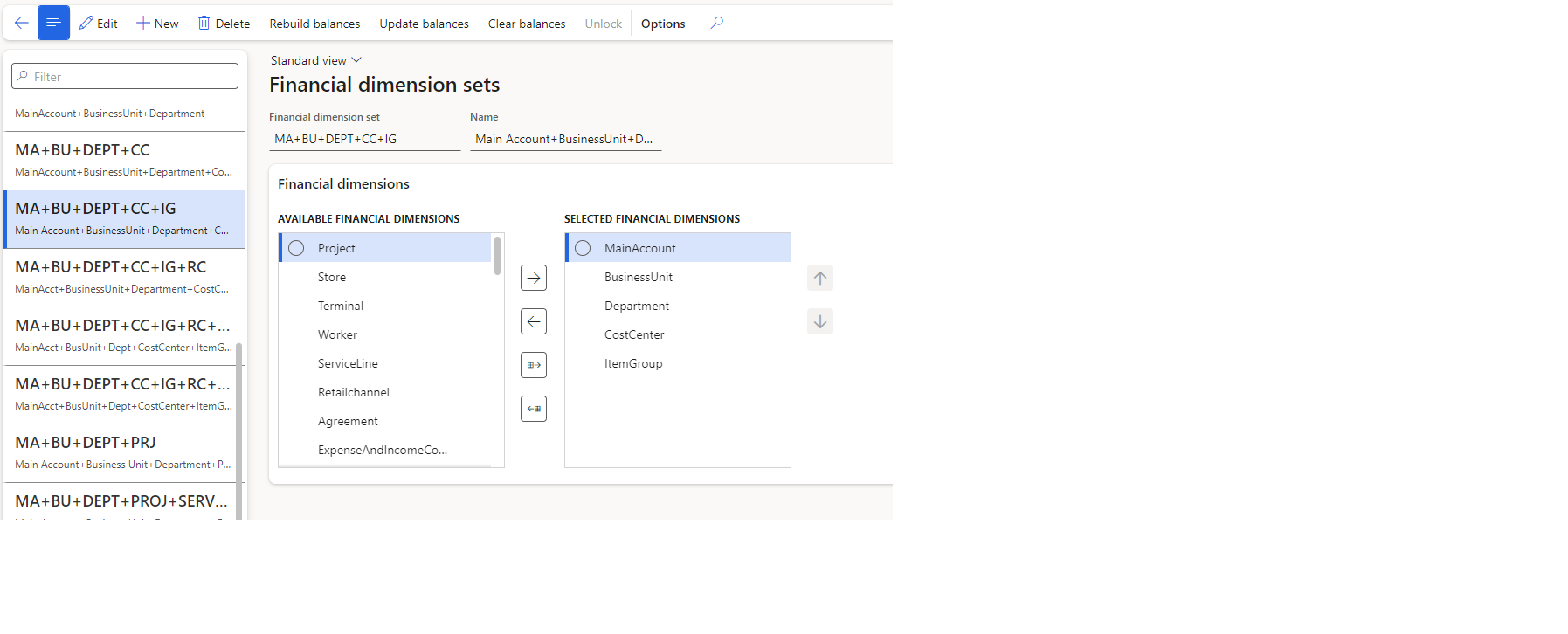 pic13. Financial dimension sets