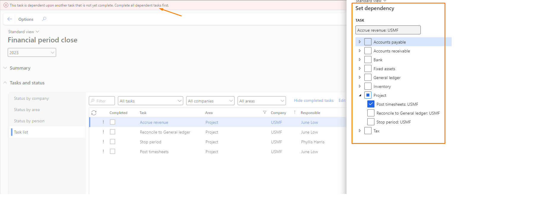 pic4. Tasks dependancy