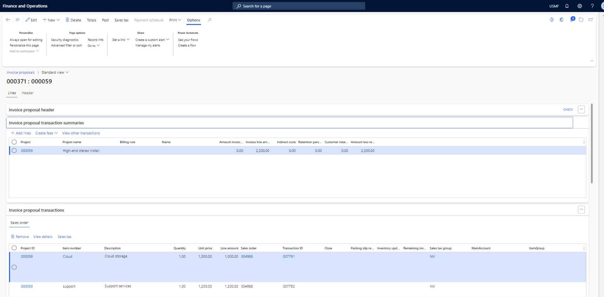 project invoice proposal