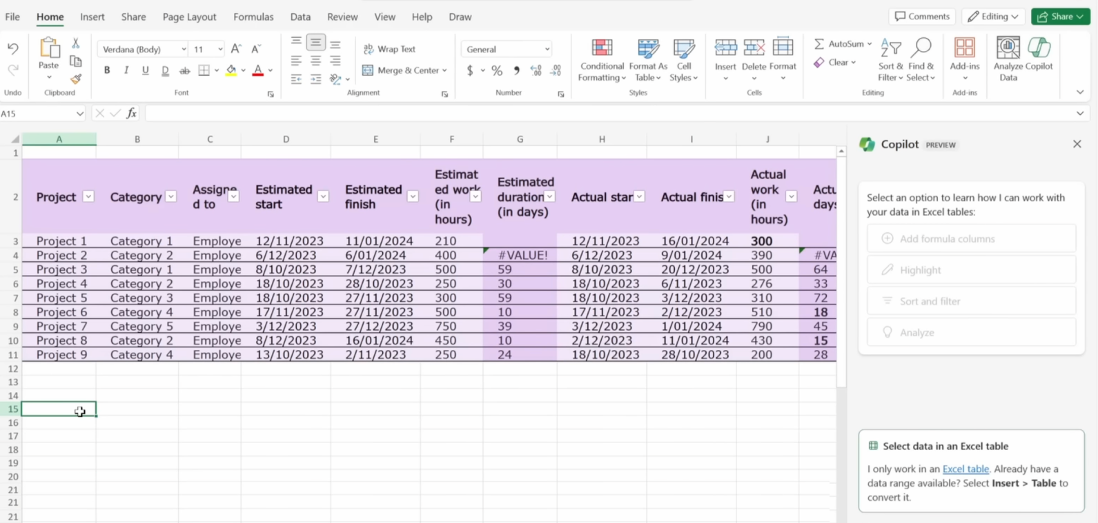 Copilot for Excel