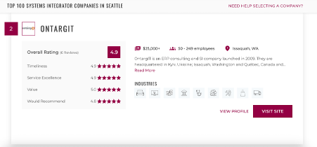 OntargIT included in the Top 100 Systems Integrators in Seattle by The Manifest