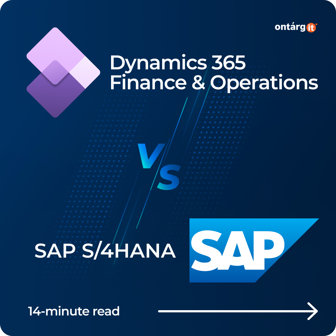 a blue square with white text and blue squares with text Microsoft Dynamics 365 vs SAP comparison- the best ERP solution in 2024