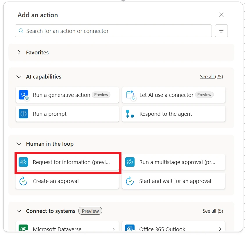 HITL 'Request for Information' feature